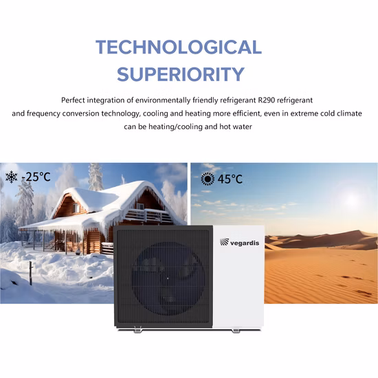 Popolare pompa di calore aria-acqua per riscaldamento e raffreddamento domestico con inverter 220V
